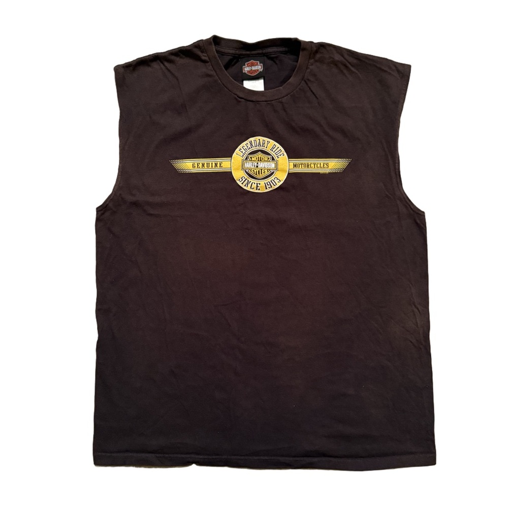 Harley-Davidson Black and Yellow Tank Top with Iconic Emblem Temecula Black XL